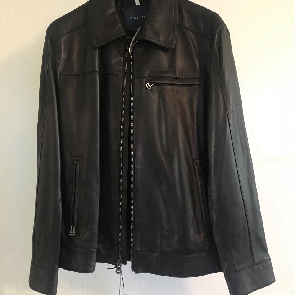 Cole Haan Large Black Leather Jacket